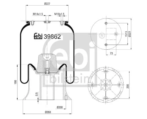 1x Bellow, air suspension