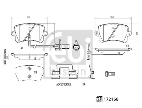 FEBI BILSTEIN 1x Brake Pad Set, disc brake (172168)