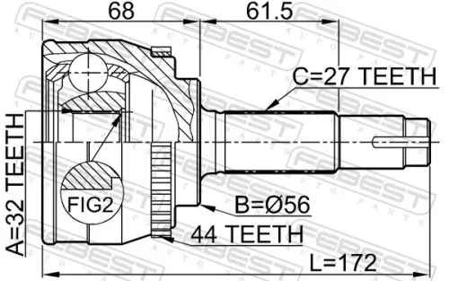 FEBEST Joint Kit, drive shaft (0210-057A44)