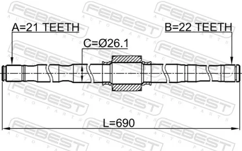 FEBEST Drive Shaft (0212-E11RH)