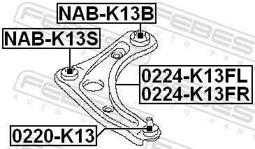 FEBEST Control/Trailing Arm, wheel suspension (0224-K13FR)