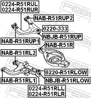 FEBEST Control/Trailing Arm, wheel suspension (0224-R51RUL)