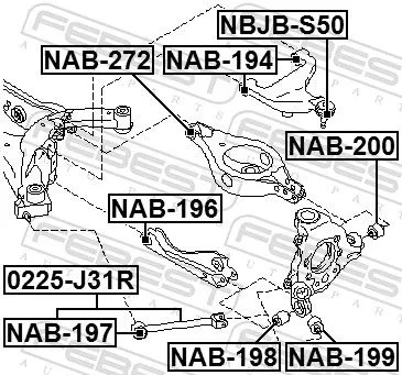 FEBEST Control/Trailing Arm, wheel suspension (0225-J31R)