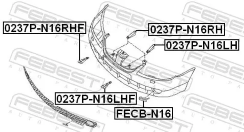 FEBEST Mounting Bracket, bumper (0237P-N16LHF)