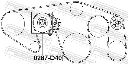 FEBEST Tensioner Pulley, V-ribbed belt (0287-D40)