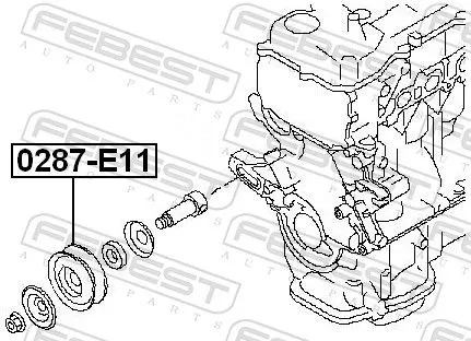 FEBEST Tensioner Pulley, V-ribbed belt (0287-E11)