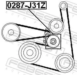 FEBEST Tensioner Pulley, V-ribbed belt (0287-J31Z)