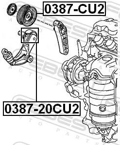 FEBEST Tensioner Pulley, V-ribbed belt (0387-20CU2)