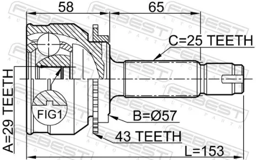 FEBEST Joint Kit, drive shaft (0410-038A43)