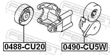 FEBEST Deflection/Guide Pulley, V-ribbed belt (0488-CU20)