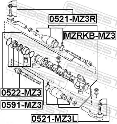 FEBEST Inner Tie Rod (0522-MZ3)