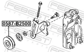 FEBEST Tensioner Pulley, V-ribbed belt (0587-B2500)
