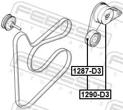 FEBEST Tensioner Pulley, V-ribbed belt (1287-D3)