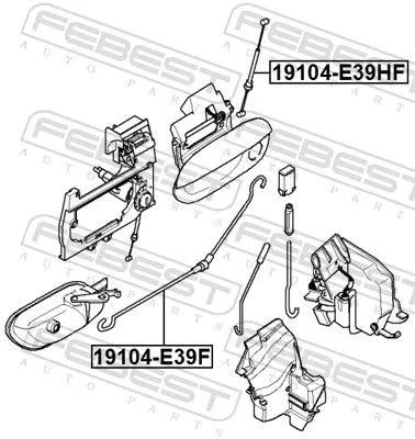 FEBEST Cable Pull, door release (19104-E39F)
