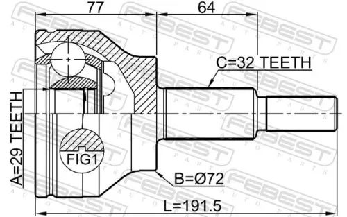 FEBEST Joint Kit, drive shaft (2010-WD14F)