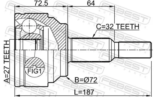 FEBEST Joint Kit, drive shaft (2010-WKR)