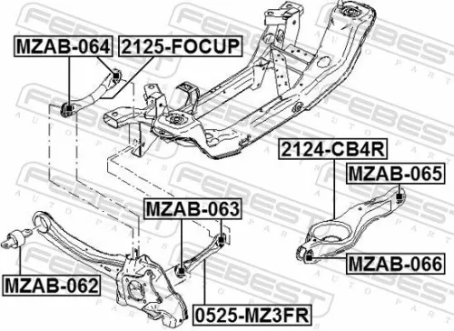 FEBEST Control/Trailing Arm, wheel suspension (2125-FOCUP)