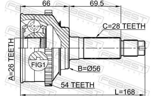 FEBEST Joint Kit, drive shaft (2210-016A54)
