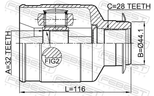 FEBEST Joint Kit, drive shaft (2211-D9A64WRH)