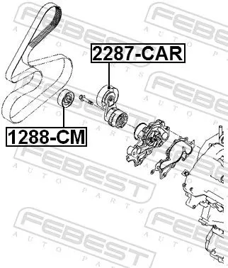 FEBEST Tensioner Pulley, V-ribbed belt (2287-CAR)