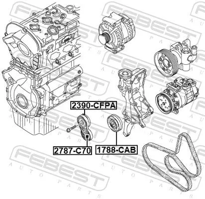 FEBEST Belt Tensioner, V-ribbed belt (2390-CFPA)