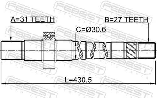 FEBEST Drive Shaft (2412-DUSTAWD)