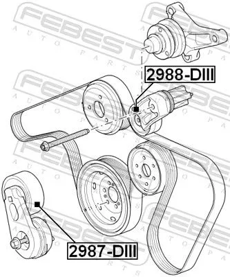 FEBEST Tensioner Pulley, V-ribbed belt (2987-DIII)