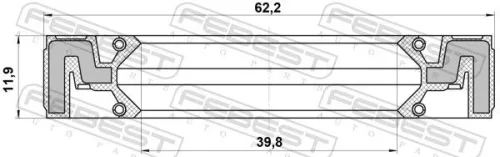 FEBEST Shaft Seal, transfer case (95QAS-41621212X)