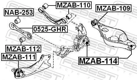 FEBEST Mounting, control/trailing arm (MZAB-112)
