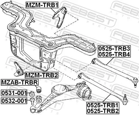 FEBEST Mounting, control/trailing arm (MZAB-TRBR)