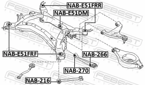 FEBEST Bushing, axle beam (NAB-E51DM)