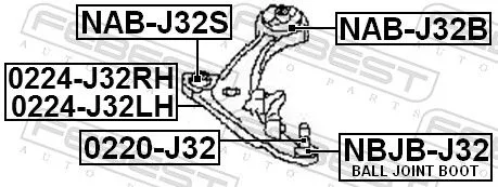 FEBEST Mounting, control/trailing arm (NAB-J32B)