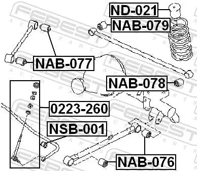 FEBEST Mounting, stabiliser bar (NSB-001)