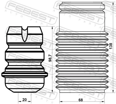 FEBEST Dust Cover Kit, shock absorber (PGSHB-5008F-KIT)