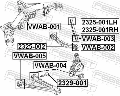 FEBEST Mounting, control/trailing arm (VWAB-005)