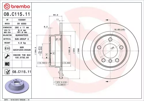 BREMBO Brake Disc (08.C115.11)