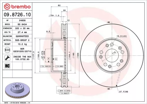 BREMBO Brake Disc (09.8726.10)