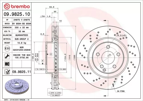 BREMBO Brake Disc (09.9825.11)
