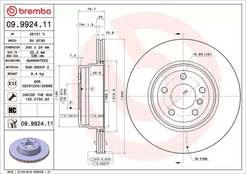 BREMBO Brake Disc (09.9924.11)