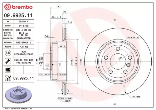 BREMBO Brake Disc (09.9925.11)
