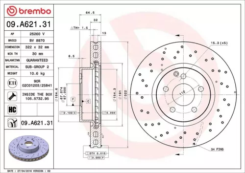 BREMBO Brake Disc (09.A621.31)