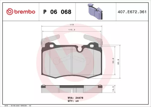 BREMBO Brake Pad Set, disc brake (P 06 068)