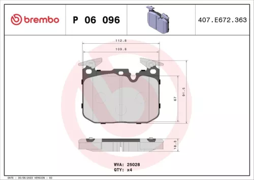 BREMBO Brake Pad Set, disc brake (P 06 096)