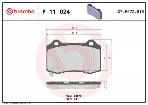 BREMBO Brake Pad Set, disc brake (P 11 024)