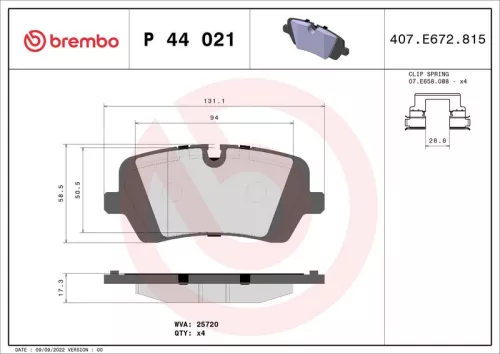 BREMBO Brake Pad Set, disc brake (P 44 021)