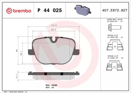 BREMBO Brake Pad Set, disc brake (P 44 025)
