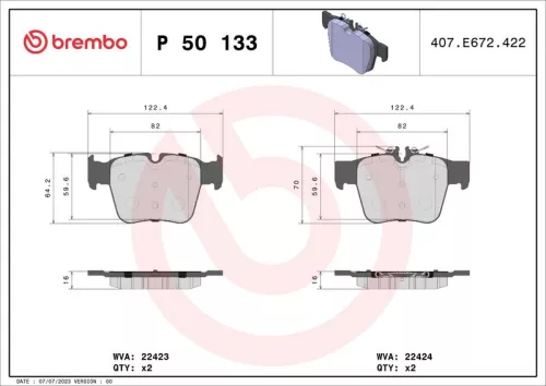 BREMBO Brake Pad Set, disc brake (P 50 133)