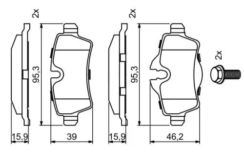 BOSCH Brake Pad Set, disc brake (0 986 494 242)