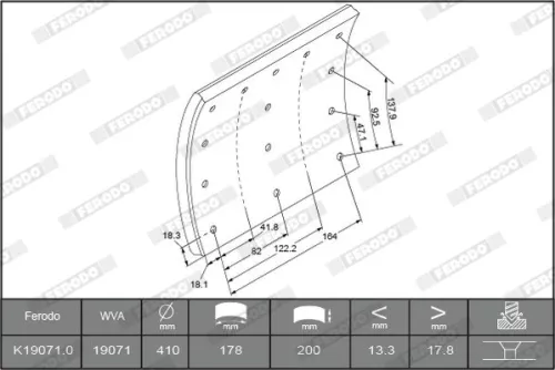 FERODO Brake Lining Kit, drum brake (K19071.0-F3660)