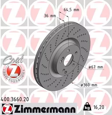 ZIMMERMANN Brake Disc (400.3660.20)